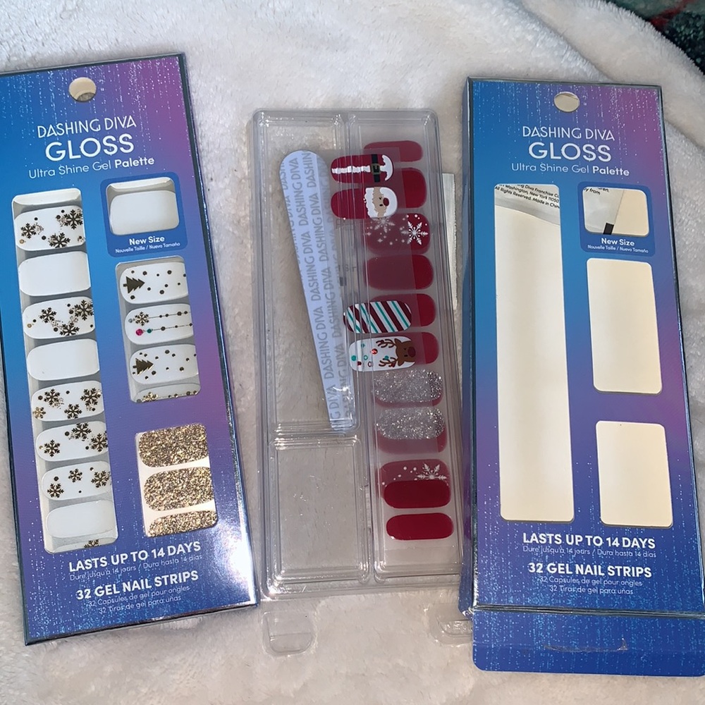 NEW & Used Dashing Diva Gloss Nail Strips 2 packages Holiday